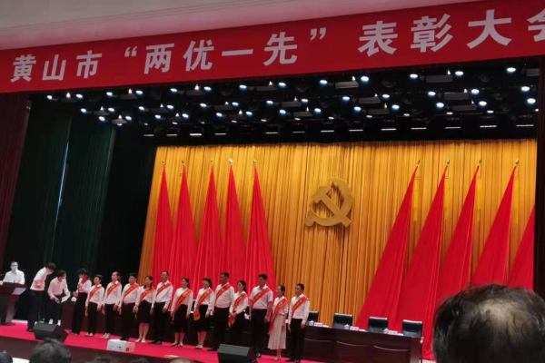 黄山市“两优一先”表彰大会，bc贷集团党支部获先进基层党组织称号！